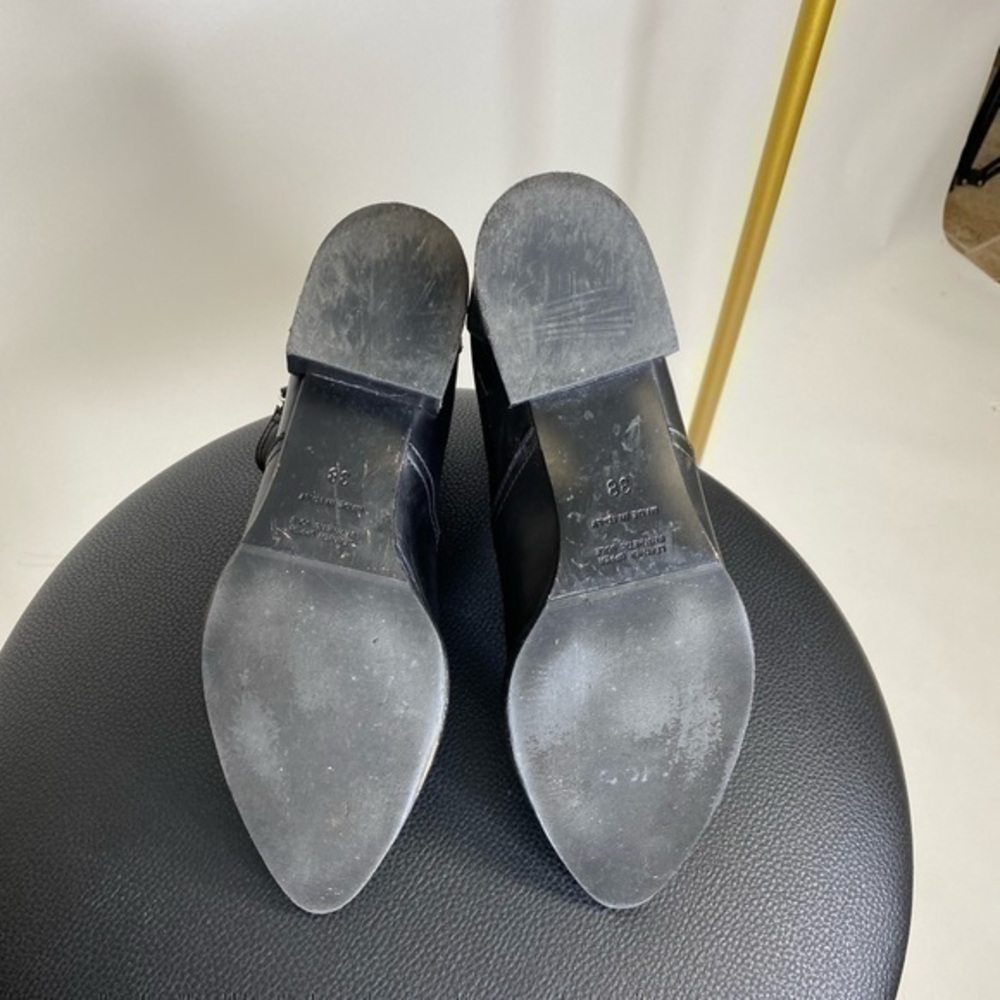 Napoleoni Black Leather Pointed-Toe Ankle Booties - Picture 4 of 14